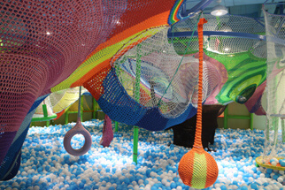 colorful nets, knitted playground
