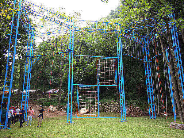 high rope course, climbing wall, amusement  park 