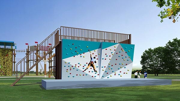 high ropes, climbing wall, obstacle course