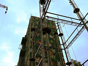 high ropes course, rock climbing wall, military training equipment