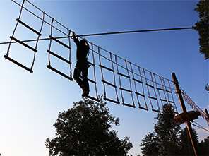 treetop course， ropes course， climbing wall