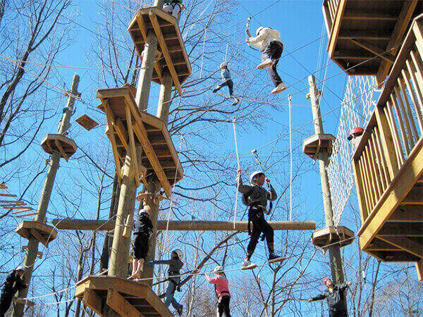 high rope course, climbing wall, amusement  park 