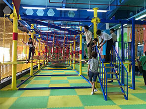 adventure playground ropes, low ropes course, indoor ropes course