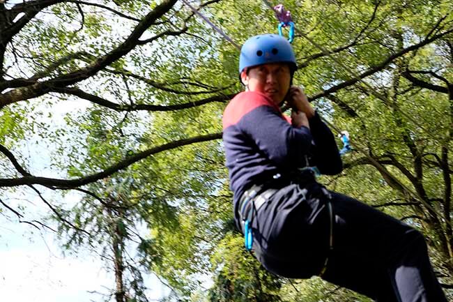 canopy challenge course, treetop challenge course