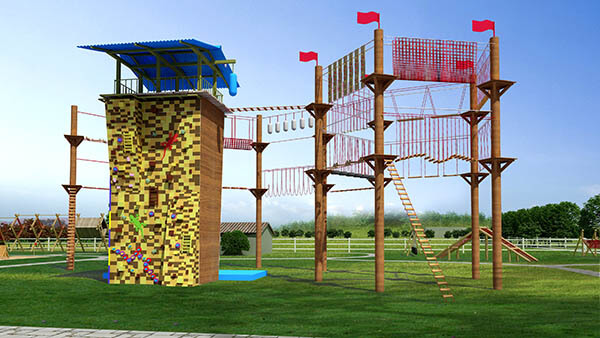 high ropes, climbing wall, obstacle course