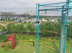 adventure park, obstacle course, rock climbing wall