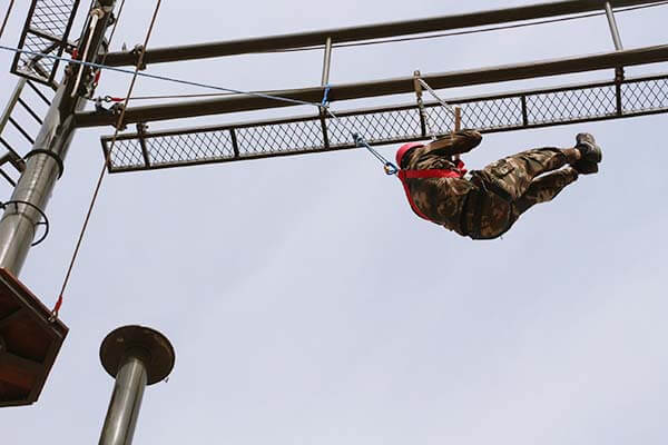 high ropes course, obstacle course, military training equipment