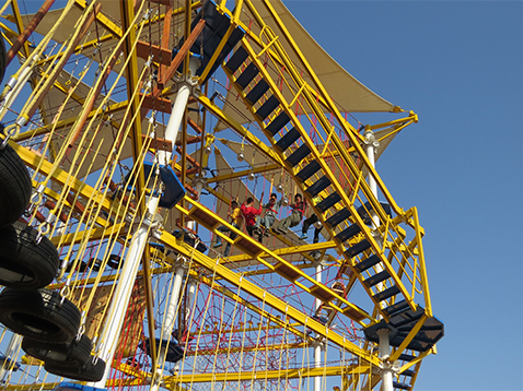 aerial ropes course, high ropes challenge course, outdoor adventure courses, high ropes adventure